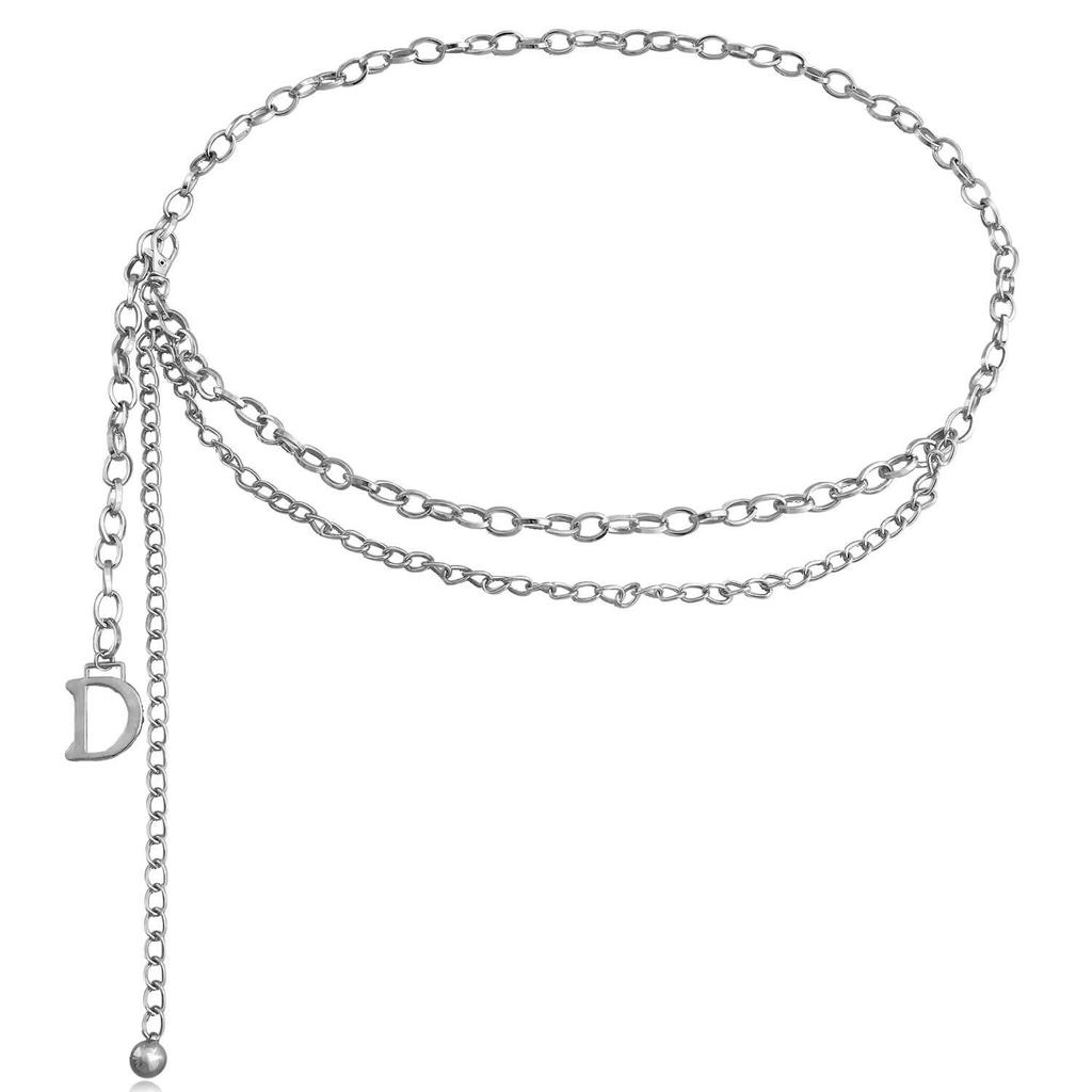 Atmospheric Metal Pendant Waist Chain - Women's Trendy Fashion Body Belt Accessory.