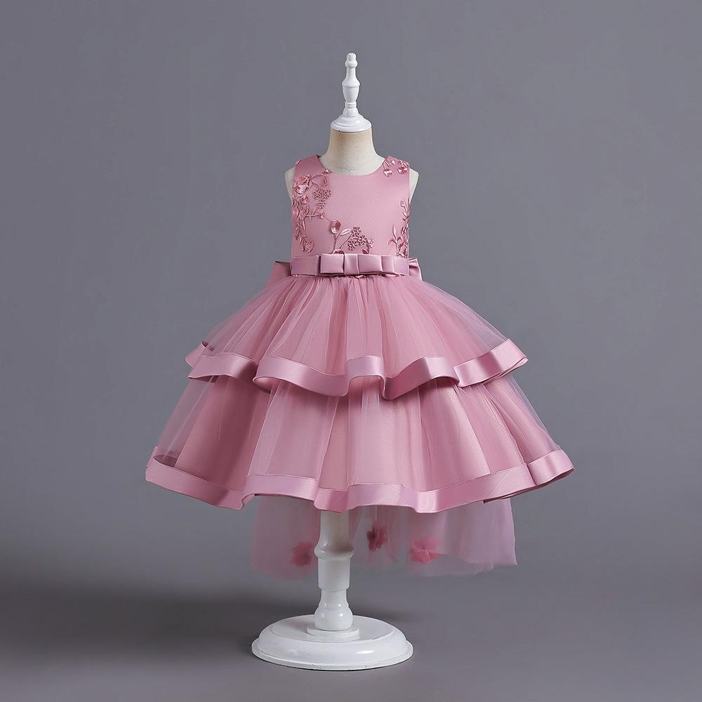 

Платье для маленьких девочек с большим бантом, высококачественное рождественское платье для девочек, торжественная пачка для выпускного вечера, одежда без рукавов для девочек, костюм для девочек 1–10 лет 120cm розовый