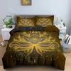 Bohemian Lotus 3pcs Bed Set Duvet Cover Set Mandala Flower Quilt Cover Adult Black Polyester Bedding Set Queen King Twin Te