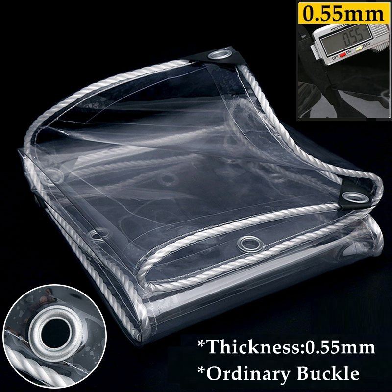 0.35/0.55mm Heavy Duty PVC Vinyl Tarpaulin Outdoor Pergola Clear Tarp Curtain See Through Rainproof Cloth Transparent Tarpaulin