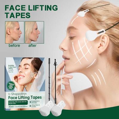 Face Lifting Tape, UltraThin High Elastic Tape, Makeup Tool To Hide Facial Wrinkles, Double Chin, V Face And Tighten Skin, 30pcs