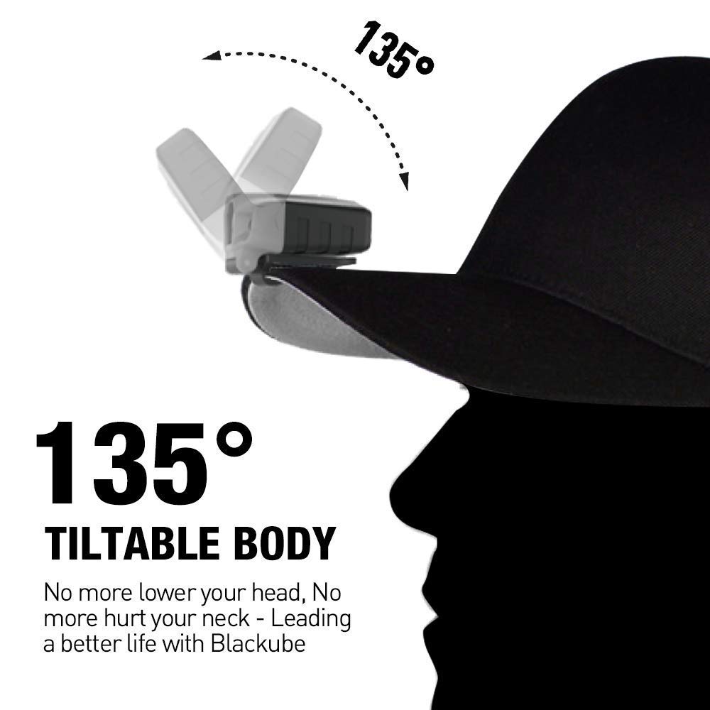 BLACKUBE Rechargeable Cap Light with Motion Bright Battery Fishing Qualified Invoices Available Clip-on Sensor, 29-Hour Life, Light,