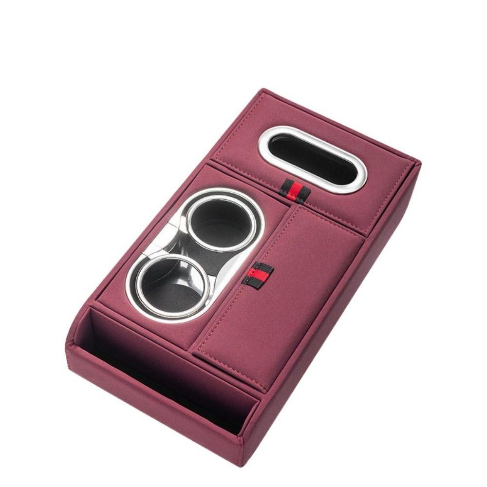 Double Cup Holder Car Armrest Cushion PU Leather Phone Storage Box Car Interior Tissue Box SUVs