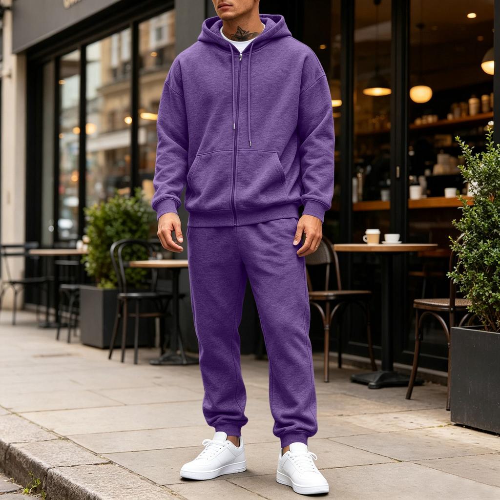 Men's 2-Piece Hoodie Sweatshirt Set Color Casual Sportswear for Everyday Wear