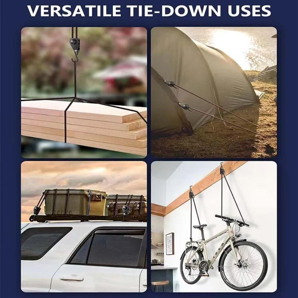 2Pcs Adjustable Tent Rope Hanger Pulley Hook Reinforced Metal Gear Canopy Ropes  Canopy Shelter
