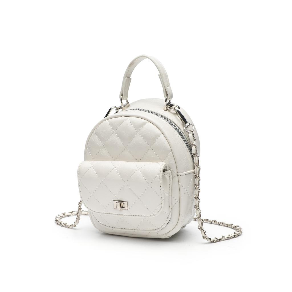 Korean Leisure Rhombus Backpack Women's Fashion Texture Travel Small Schoolbag Niche Simple Versatile Chain Small Backpack