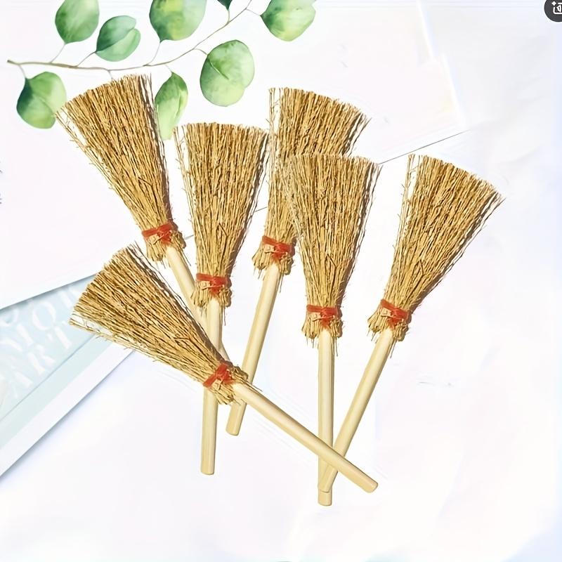 Mini Witch Dollhouse Broom Set Decorative Small Broom for Halloween Christmas Display Ornament Party Craft Decoration