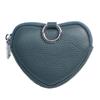 Thayakii Heart-Shaped Coin Purse Key Case, Smart Key Case Compatible, Popular Women's Genuine Leather with Carabiner (Blue)