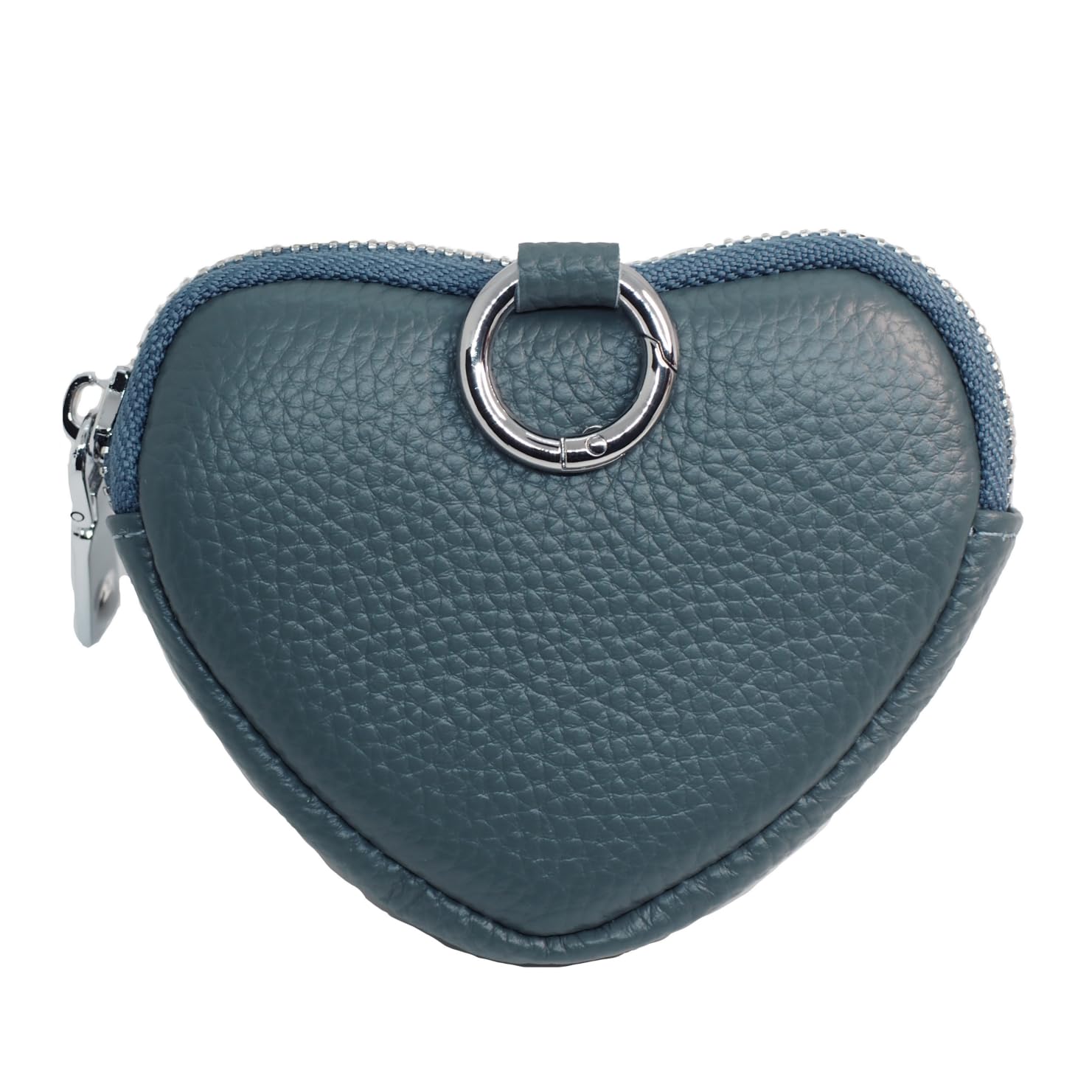 

Thayakii Heart-Shaped Coin Purse Key Case, Smart Key Case Compatible, Popular Women s Genuine Leather with Carabiner (Blue)