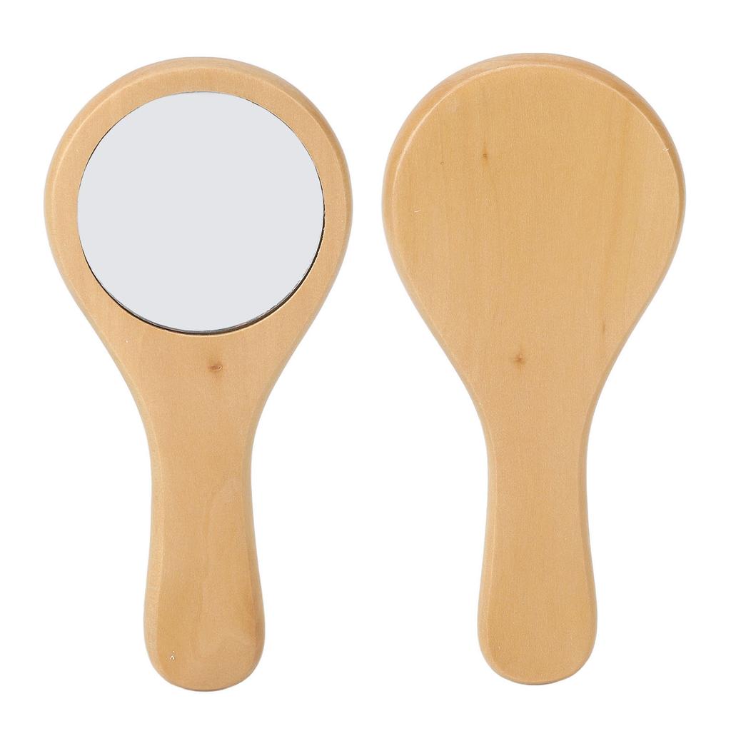 Handheld Holz Make-Up Runden Spiegel Tragbare Holz Griff Kosmetik Spiegel für Home Reise