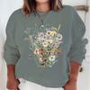 New Flower Hoodies Women Floral Oil Painting Y2K Sudaderas Long Sleeve Round Neck Vintage Boho Wild Flower Woman Sweatshirts