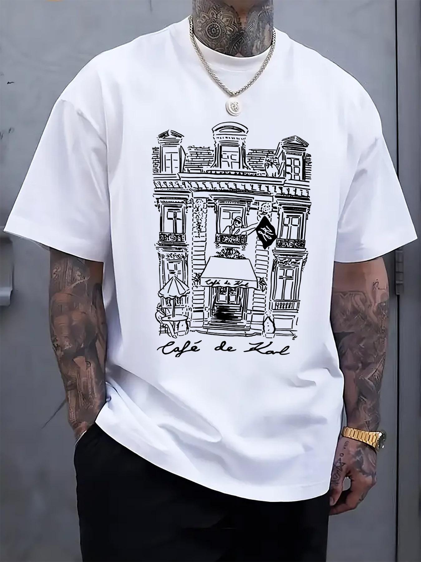 Café au Lait Sketch Print Tshirt - Regular Fit Casual Sho... S