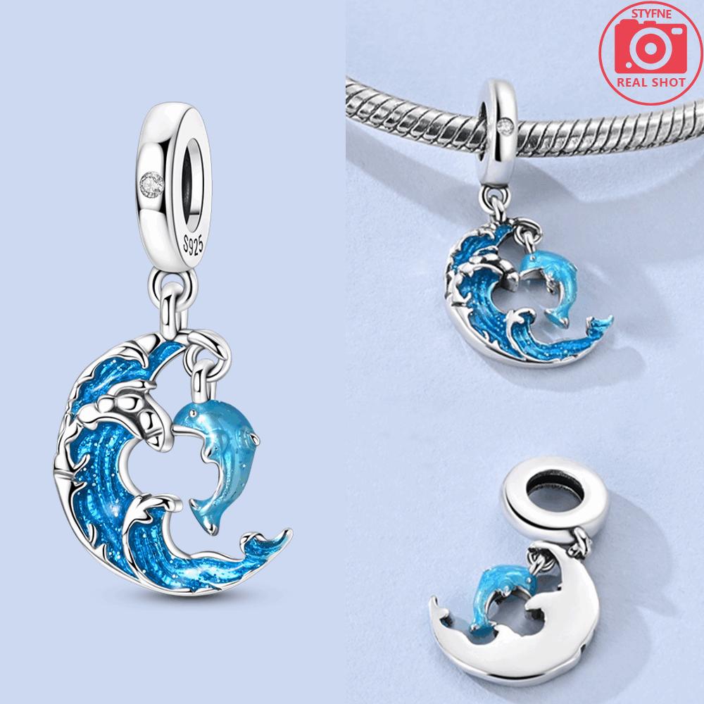 

925 Silver Blue Octopus Tail Starfish Animal Seahorse Beads Charm Fit Bracelet Women Anniversary Gift Accessory Jewelry