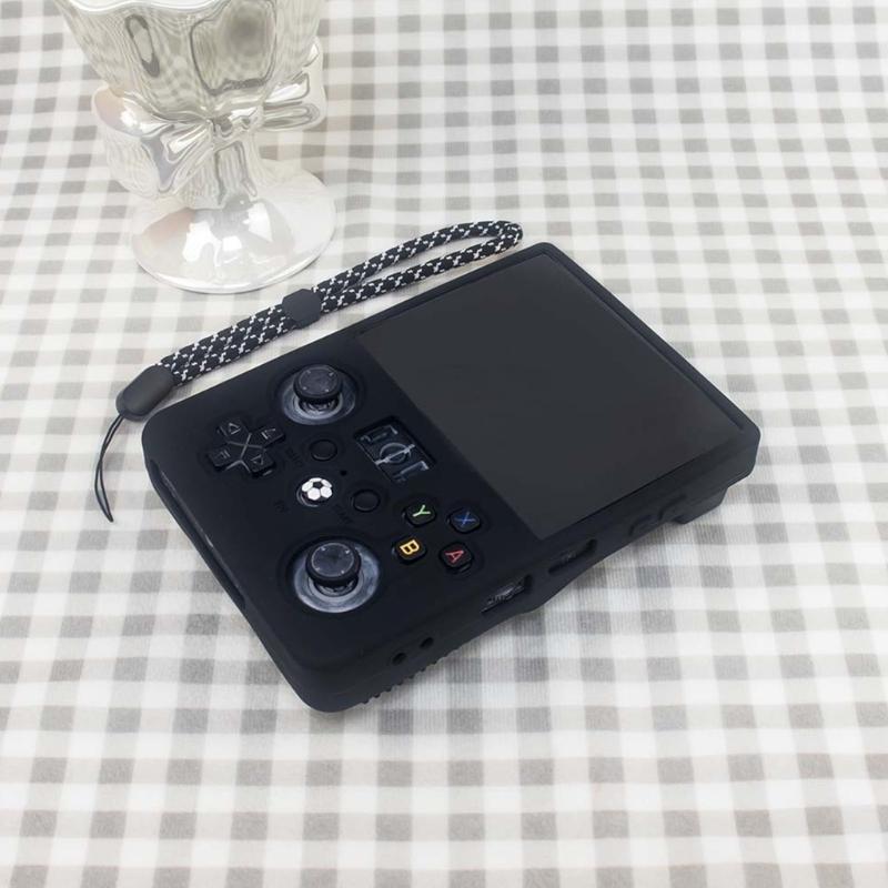 Handheld Game Device Silicone Case, Full-Cover Shell with Control Openings, Rear Grip Texture, Wrist Chain for R36MAX2