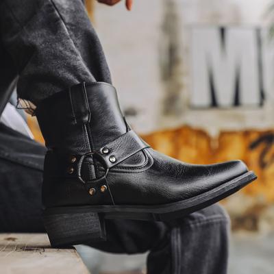 Punk Goth Buiten Heren Western Vintage Cowboylaars Mannelijk Lichtgewicht Comfort Ridderlaarzen Herfst Winter Schoenen