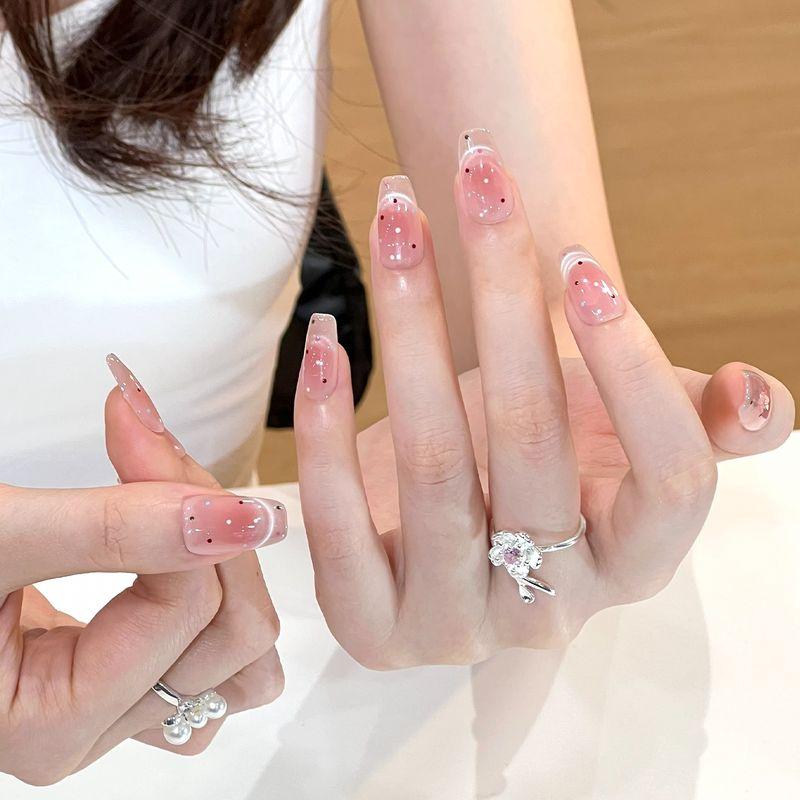 Ks Nail Art Wearable Nails Short Style 2026 New Model High-End Super Popular Cat Eye Handmade High-Quality Nude Color Stunning Nail Pieces