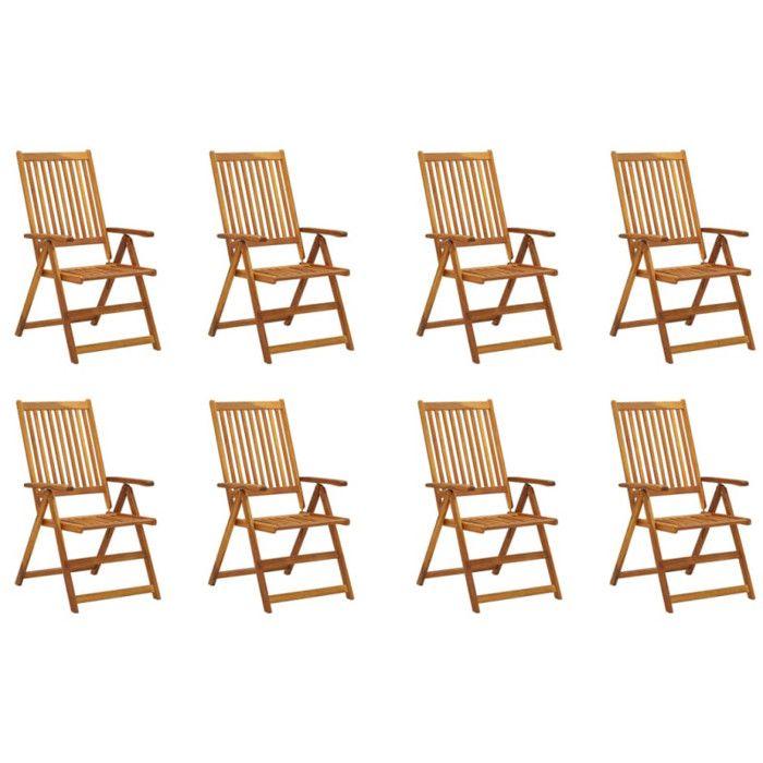 VidaXL Lot de 8 Chaises Pliables de Jardin avec Coussins, Sièges de Terrasse, Chaises de Salle à Manger, Meubles de Patio 3075061