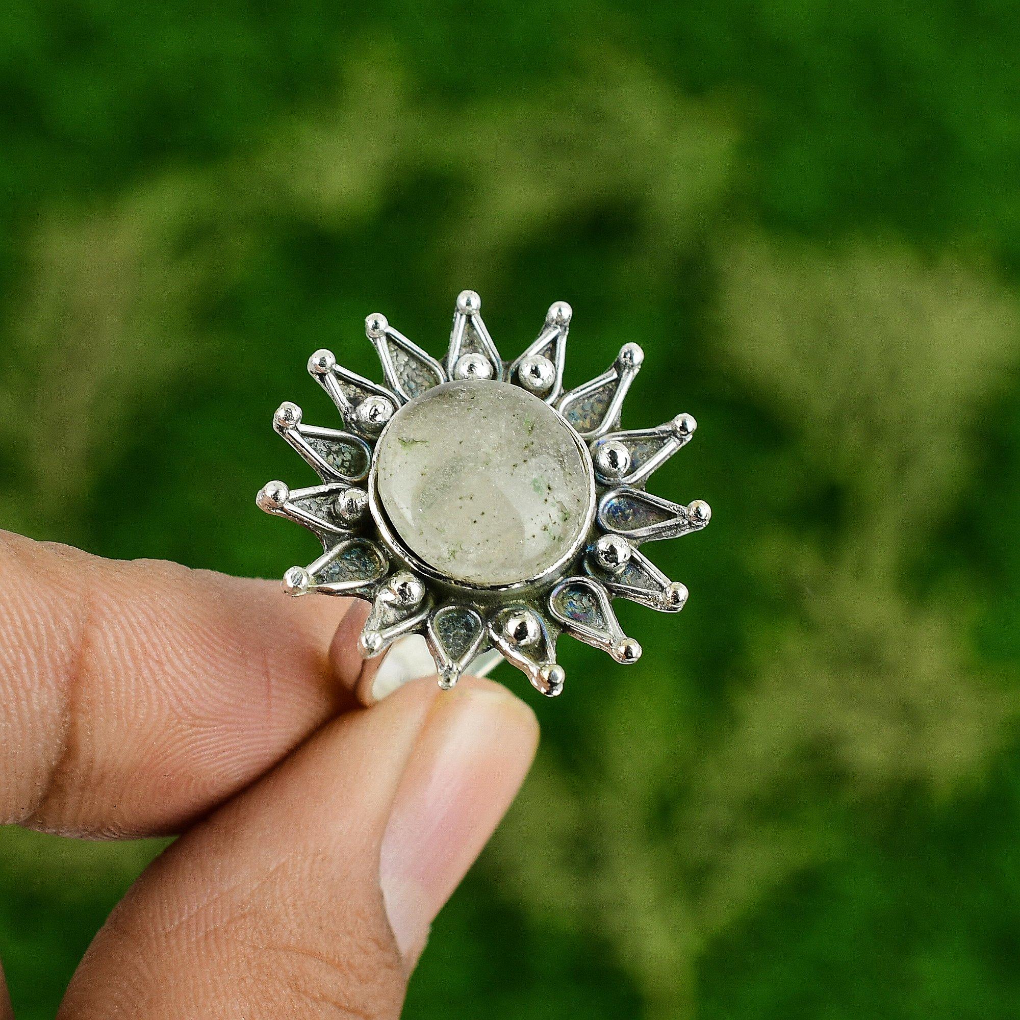 

Womens day Sale Sterling Silver Moonstone Stone Promise Statement Ring Jewelry Adjustable