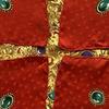 Used YVES SAINT LAURENT Yves Saint Laurent Scarf Silk Baroque Jewelry Red Gold Thin Large Vintage