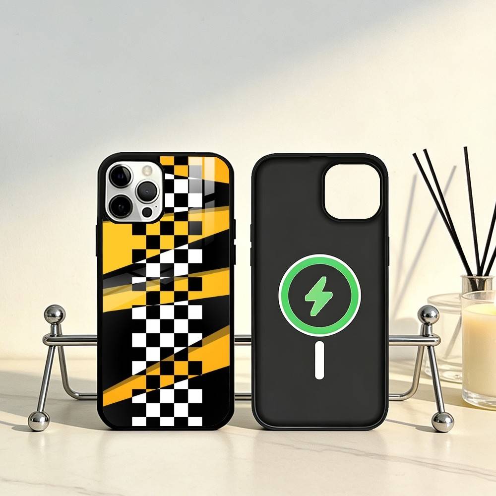 Racing Checkered Flag Phone Case For iPhone17,16,15,14,13,12,11 Plus,Pro Max Magnetic For Magsafe Wireless Charging