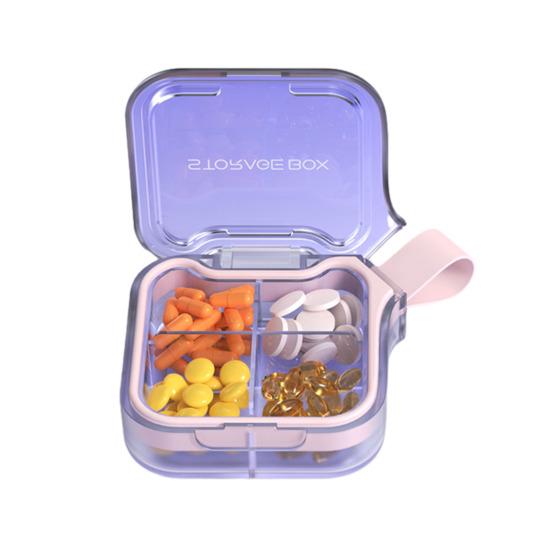 

Pill Box Easy to Carry Pills Organizer with Handles And Leak-Proof Compartments Holder for Travel Gym Work S фіолетовий