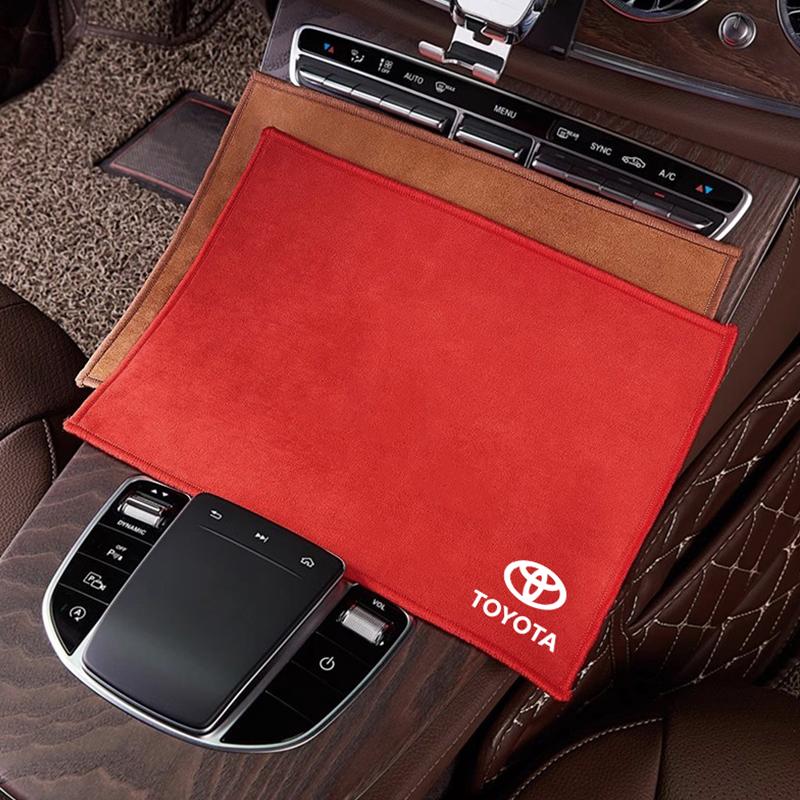 Car Microfiber Cleaning Towel Wipe Drying Cloth Rag Tool Keyring For Toyota RAV4 Corolla Yaris Prius CHR Camry Prado Mirai Hilux