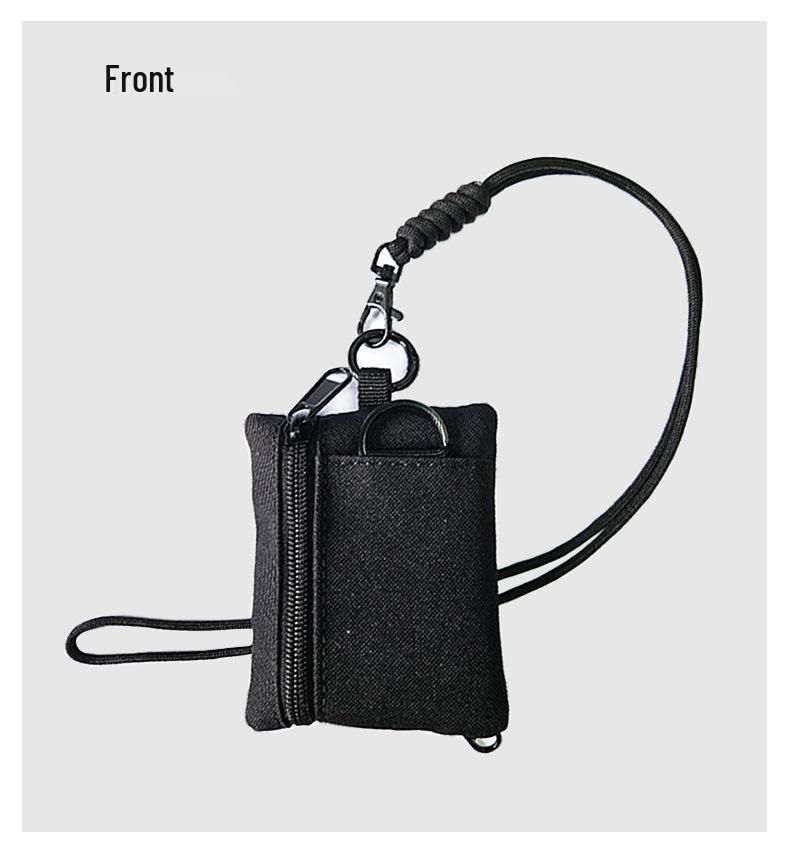Pánská venkovní malá taška na krk s držákem na karty, mincovníkem, držákem na klíče, kapsou na Bluetooth sluchátka a šňůrkou pro studenty a seniory