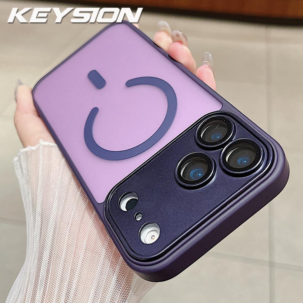KEYSION Luxury Matte Translucent Magnetic Case for MagSafe for iPhone 17 Pro Max Wireless Charging Shockproof Armor Phone Cover