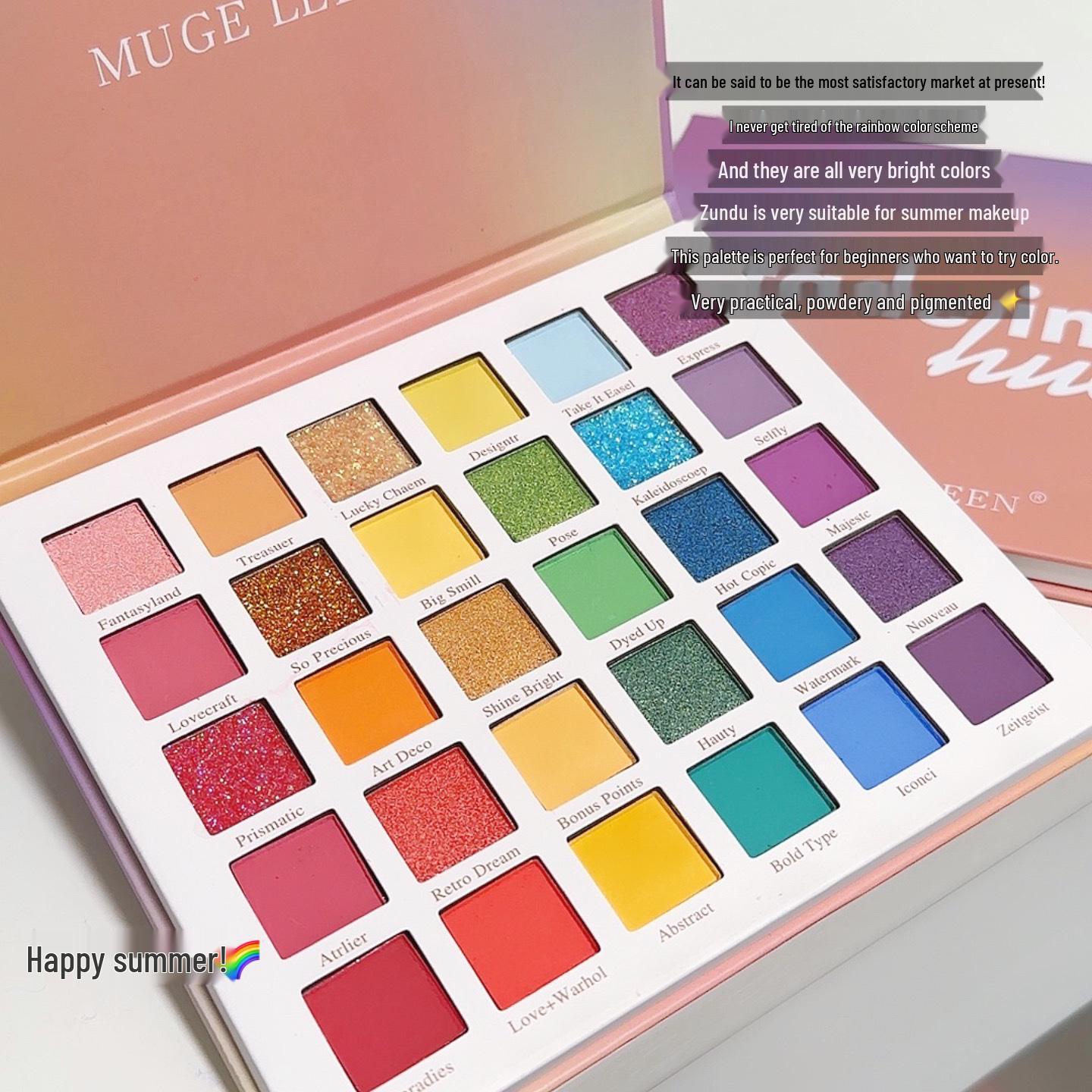 

Палитра теней для век MUGE LEEN 30 цветов Rainbow: Мерцание, Матовость и Блеск для Сценического Макияжа