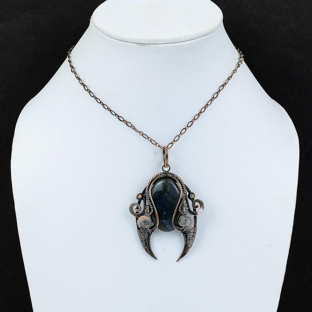 Labradorite Pendant Copper Wire Wrapped Pendant Copper Jewelry Handmade Pendants Gemstone Pendant Wire Wrapping Jewelry Women's Special Gift