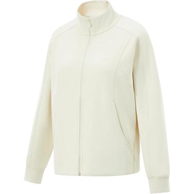 Li Ning Cardigan Casual Confortável com Gola Alta Moletom Simples Tops Femininos Amarelo-Gordo AWDU156-6