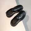 Autumn New Glossy Small Leather Shoes Women's Tide Thick Sole Heightening Lace-up Retro College