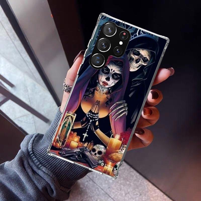 Catrina Beautiful Rose Girl Skull Phone Case For Samsung Galaxy S23 S24 S25 Edge S26 Ultra S22 + S21 Plus S20 FE Cover Silicone