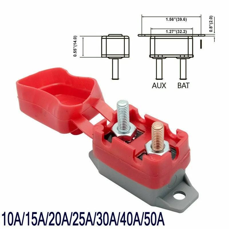 

10-50A AMP 12V Circuit Breaker Cover Dual Battery Fuse Automatic Auto Reset Waterproof Circuit Breaker for Car Boat 50A