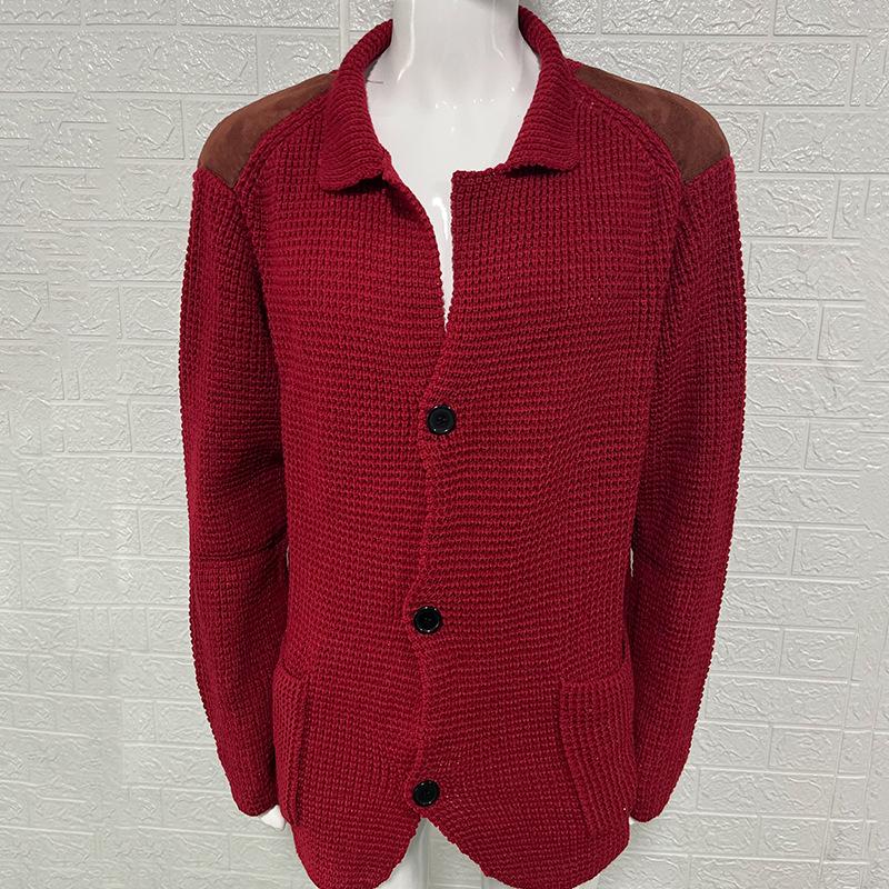2024 Slim Fit Lapel Knit Cardigan: Autumn/Winter Plus Size Men's European & American Style