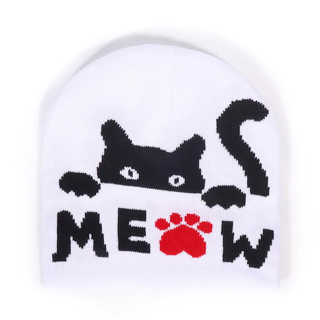 Cat Animal Pattern Knit Cap For Outdoor Activities In Autumn And Winter Fashion