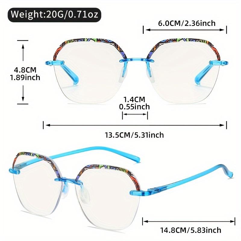 Elegant Floral Pattern Fashion Rimless Geometric Reading Glasses, Unisex Vintage Eyewear, Anti-Radiation Computer Glasses