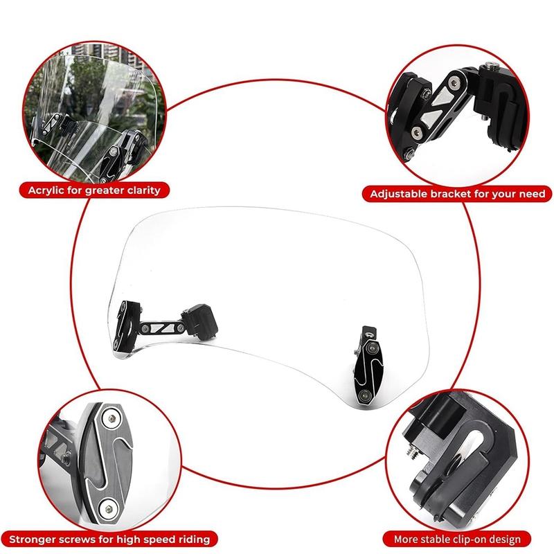 Motorcycle Windshield Extension Universal Adjustable Motorbike Wind Deflector For Honda Kawasaki