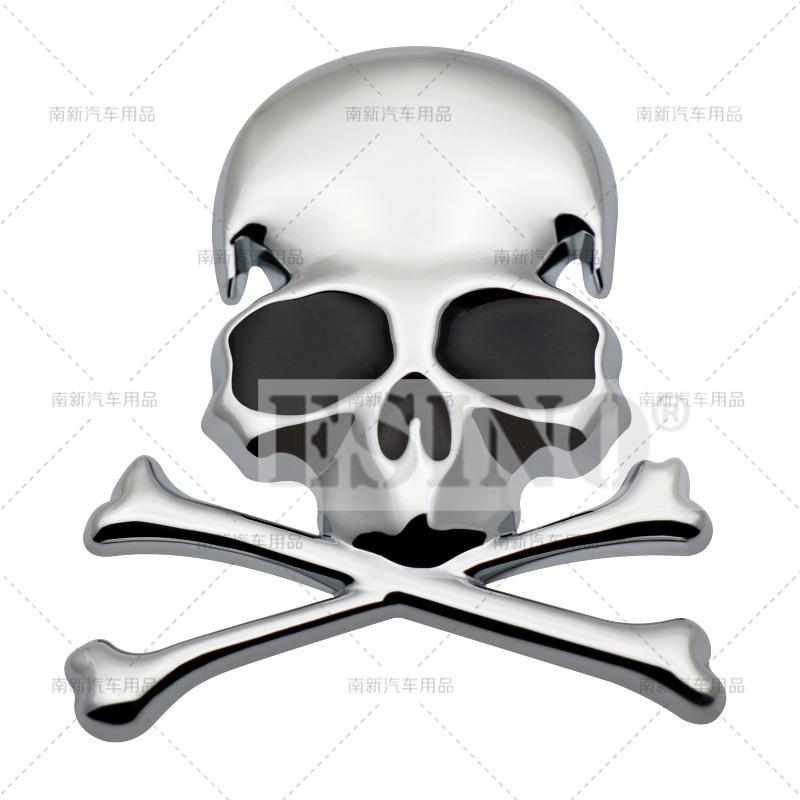 1 Stück Auto Styling Lustiger Totenkopf 3D Metall Chrom Zinklegierung Klebendes Emblem Auto Karosserie Kofferraum Kotflügel Abzeichen Aufkleber Decal Auto Zubehör