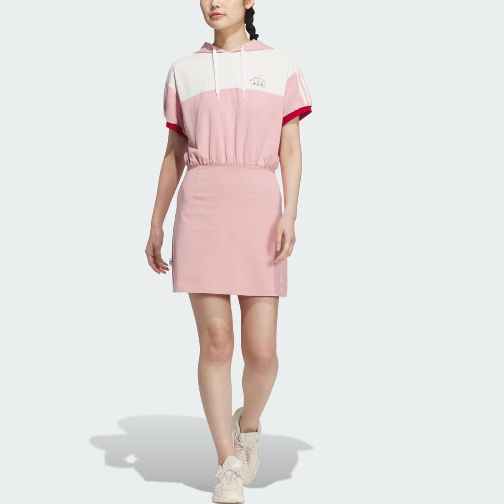 Adidas Disney HdL Colorblock Hooded Short Sleeve Dress Women Dress Miracle-Purple Pink JP1437