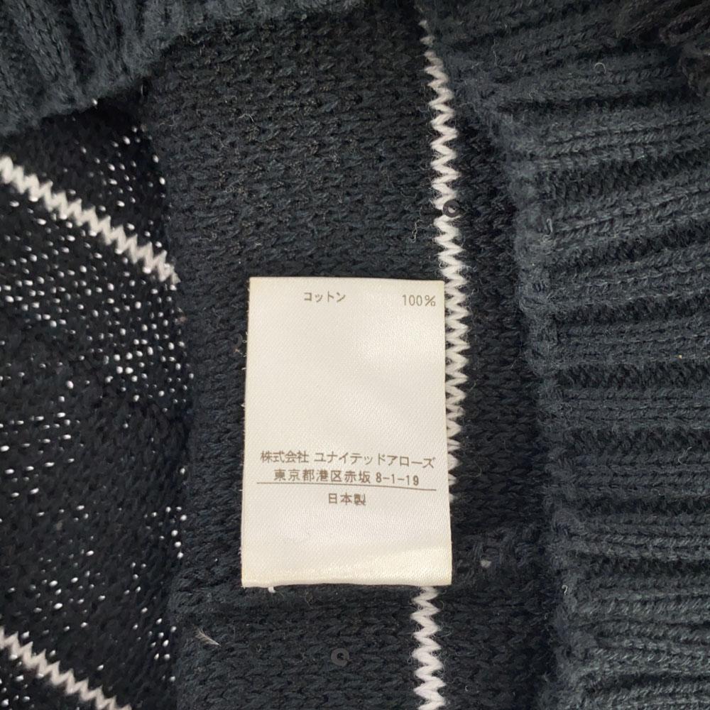 Drawer Border Short Sleeve Fringe Knit 1 Black Cut Women Used