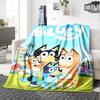 Bluey Cartoon Print Flannel Blanket High Quality Warm Comfortable Cover for All Seasons Perfect for Gifts Home Decor