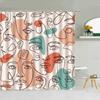 Line Art Shower Curtain for Bathroom Accessories Folding Partition Curtains Bath Bedrooms Houses Rooms Quarto Waterproof FaXT6