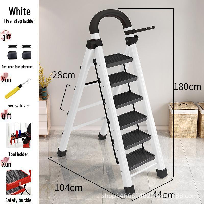 HongfuLai Thickened Folding Household Ladder: 3 to 6 Steps, A-Frame Design