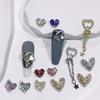 Heart Chain Tassel Alloy Nail Art Jewelry Stickers with Zircon Accents