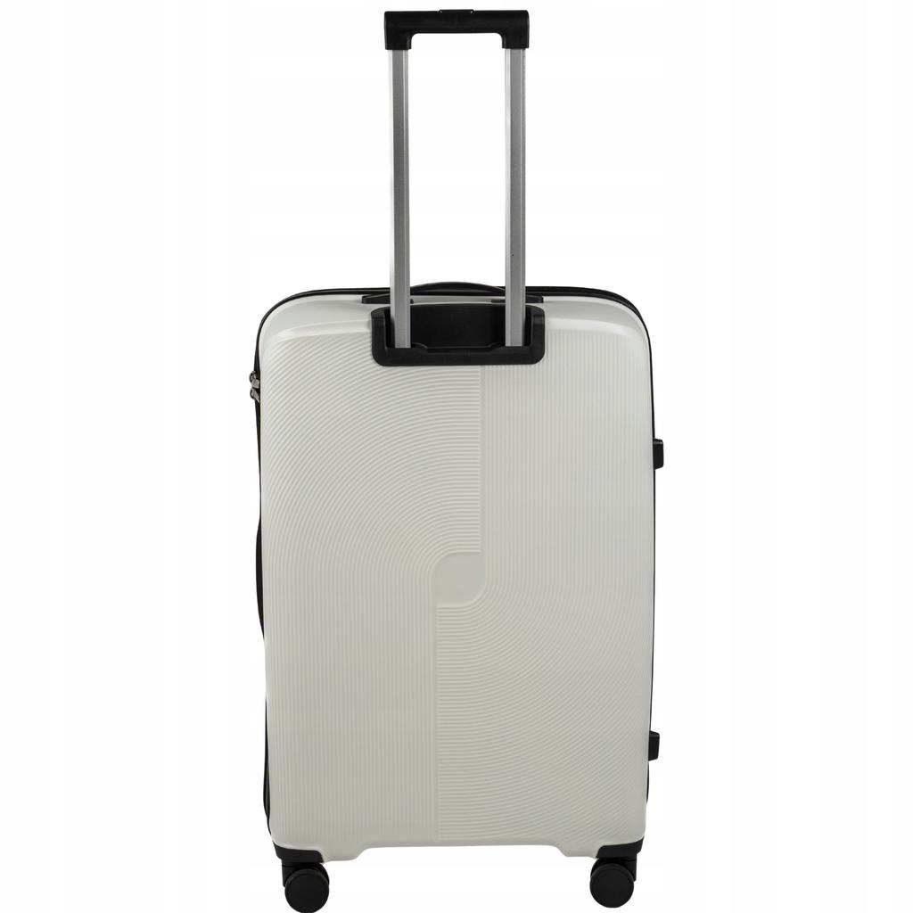 Walizka podróżna duża biała na kółkach - elegancka, lekka i pojemna walizka do samolotu wowbag 7918 l white