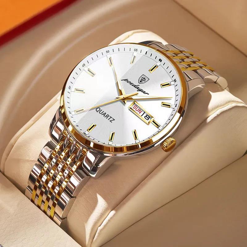 Double Calendar Men'S Watch Waterproof Luminous Ultra-Thin Quartz Watch