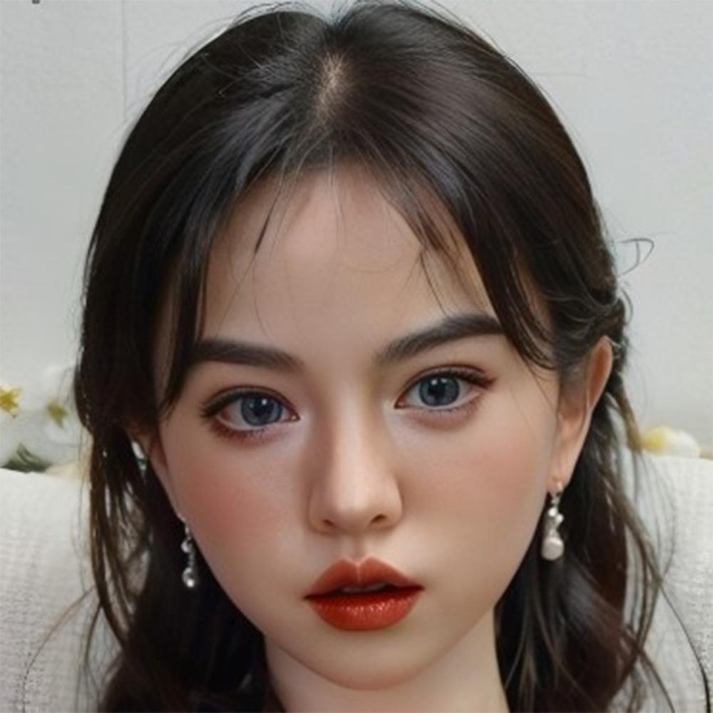 Head with Realistic Oral Function 100% Silicone Compatible with 130-180cm Sex Dolls M16 Thread Interface Wig & Implant Hair Options 3kg