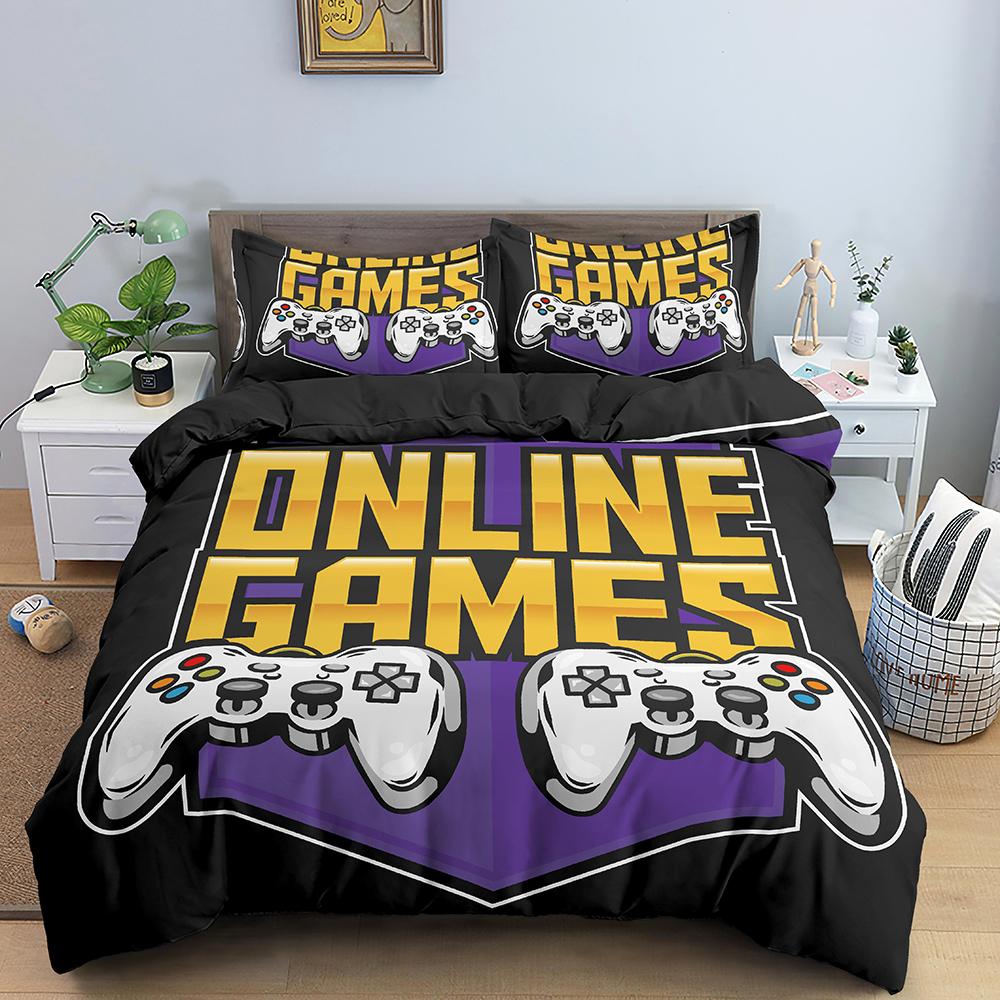 3D Design Gamepad Printed Bed Ensemble Gaming Theme Comforter Cover Microfiber Fabric Fabric Quilt Cover Queen Size King Dimension Size Polyester