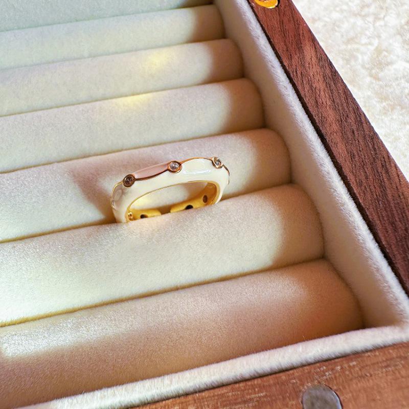 Fashionforward Color Morandi Enamel Ring For Women Modern And Chic Style Adjustable